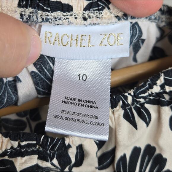 RACHEL ZOE 2 piece Black & Bone White Leaf Print Top & Shorts Set Girls Size 10 - Picture 4 of 9
